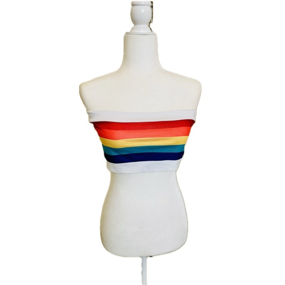 Colorful Rainbow Tube Crop Top, Size L - Picture 5 of 13